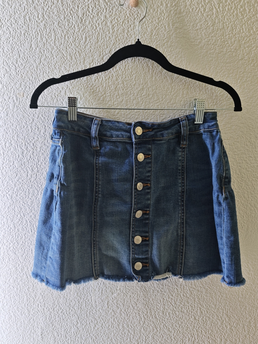 PacSun Classic Blue Denim Button-Front Mini Skirt
